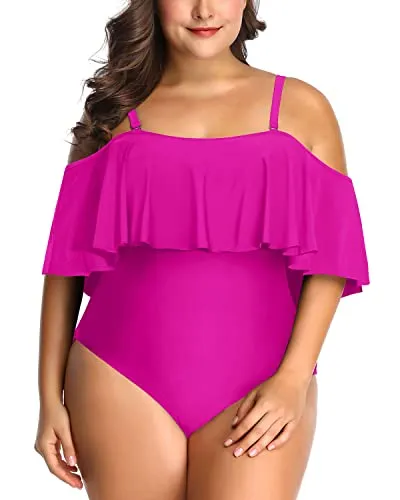Removable Padded Bra Tummy Control One Piece Swimsuit-Purple
