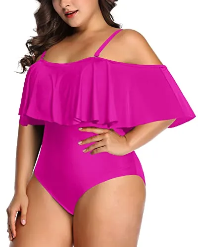 Removable Padded Bra Tummy Control One Piece Swimsuit-Purple