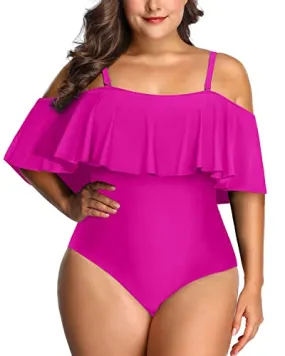 Removable Padded Bra Tummy Control One Piece Swimsuit-Purple