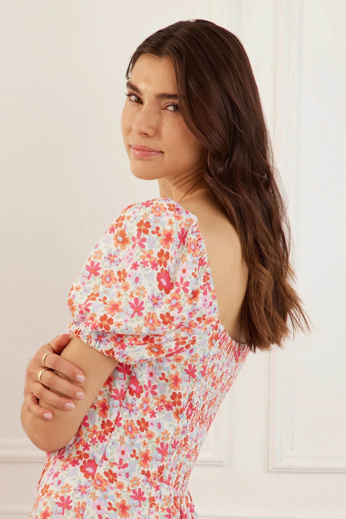 Robe longue encolure coeur et manches ballons - Femme