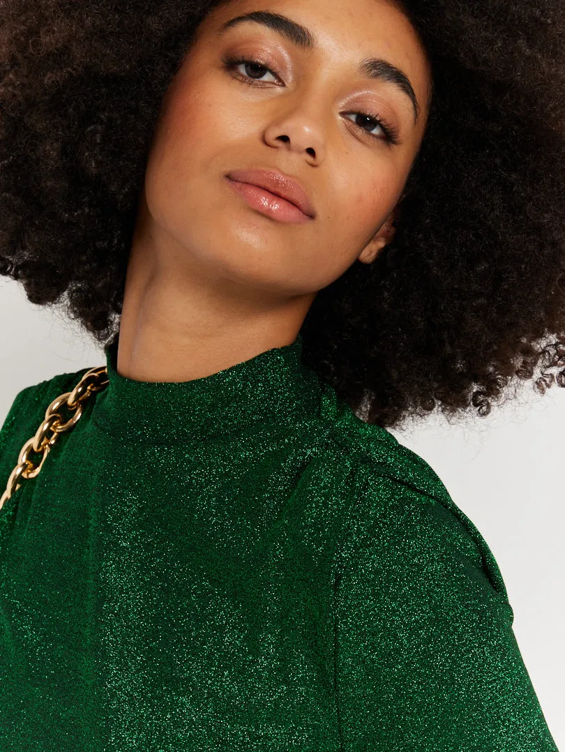 Robe noire pailletée manches longues