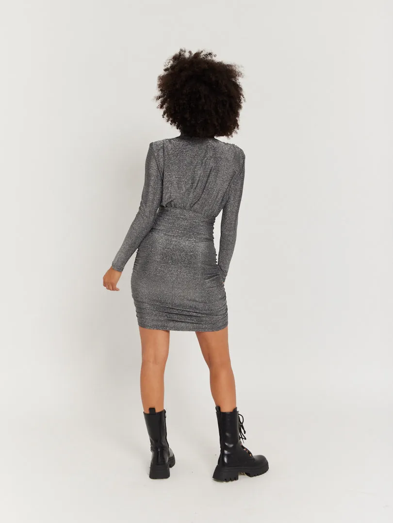 Robe noire pailletée manches longues