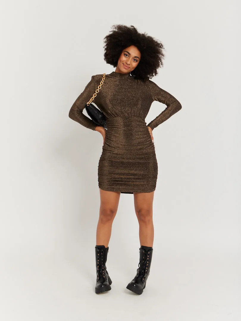 Robe noire pailletée manches longues