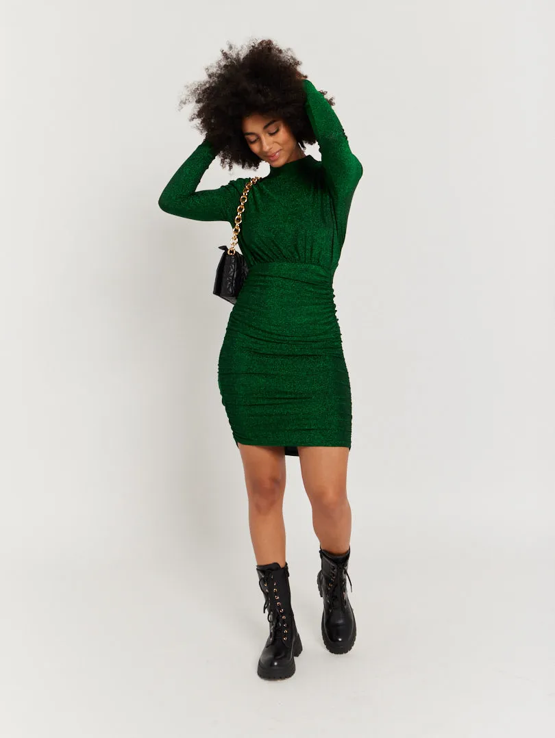 Robe noire pailletée manches longues