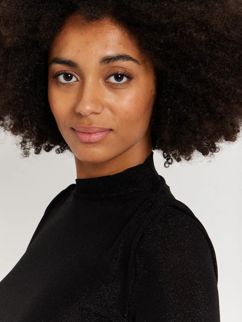 Robe noire pailletée manches longues