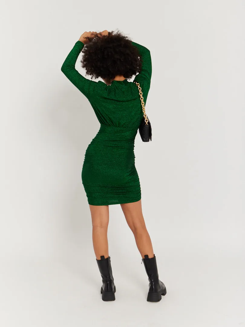 Robe noire pailletée manches longues