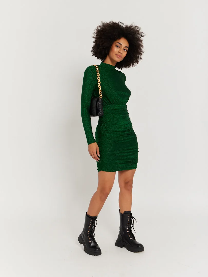 Robe noire pailletée manches longues