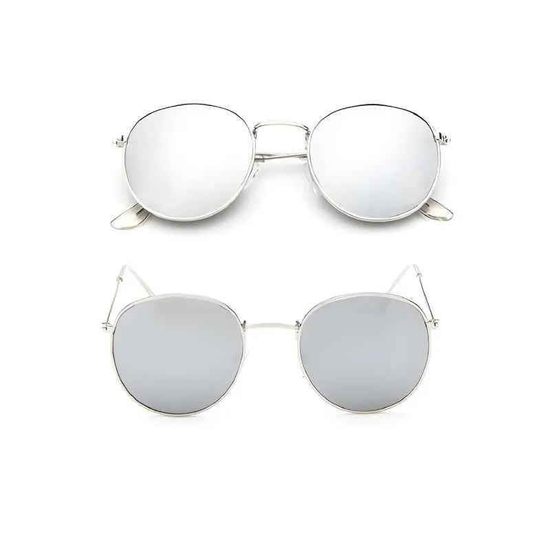 Round Mirror Sunglasses in Gold And Silver