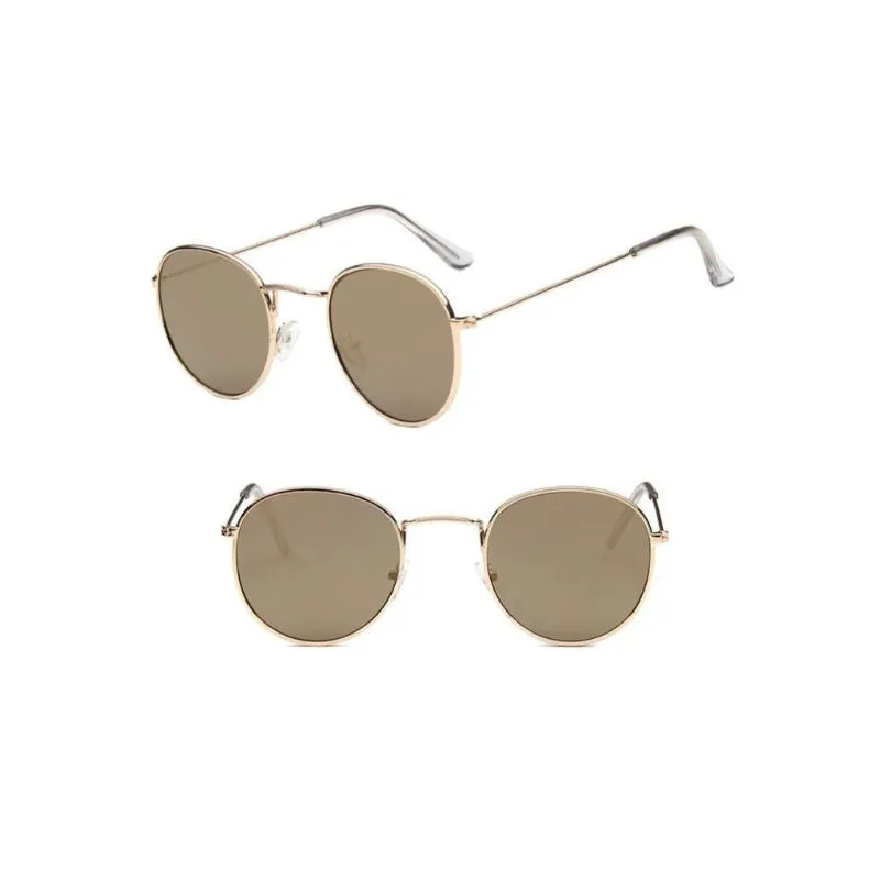 Round Mirror Sunglasses in Gold And Silver