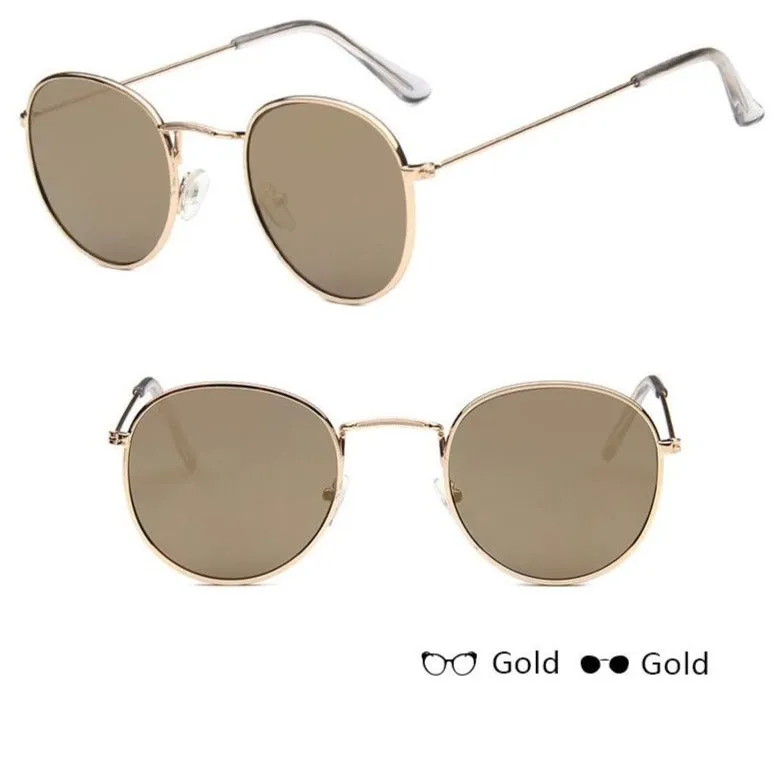 Round Mirror Sunglasses in Gold And Silver