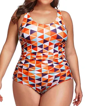 Ruched One Piece Swimsuit Women's Plus Size Tummy Control Swimwear
