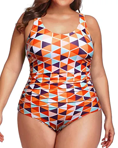 Ruched One Piece Swimsuit Women's Plus Size Tummy Control Swimwear