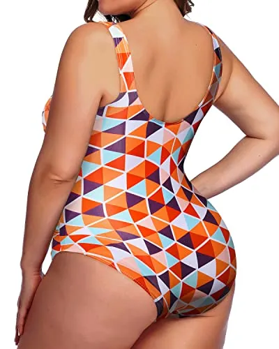Ruched One Piece Swimsuit Women's Plus Size Tummy Control Swimwear