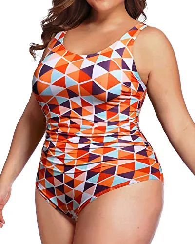 Ruched One Piece Swimsuit Women's Plus Size Tummy Control Swimwear