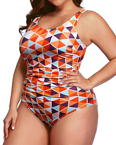 Ruched One Piece Swimsuit Women's Plus Size Tummy Control Swimwear