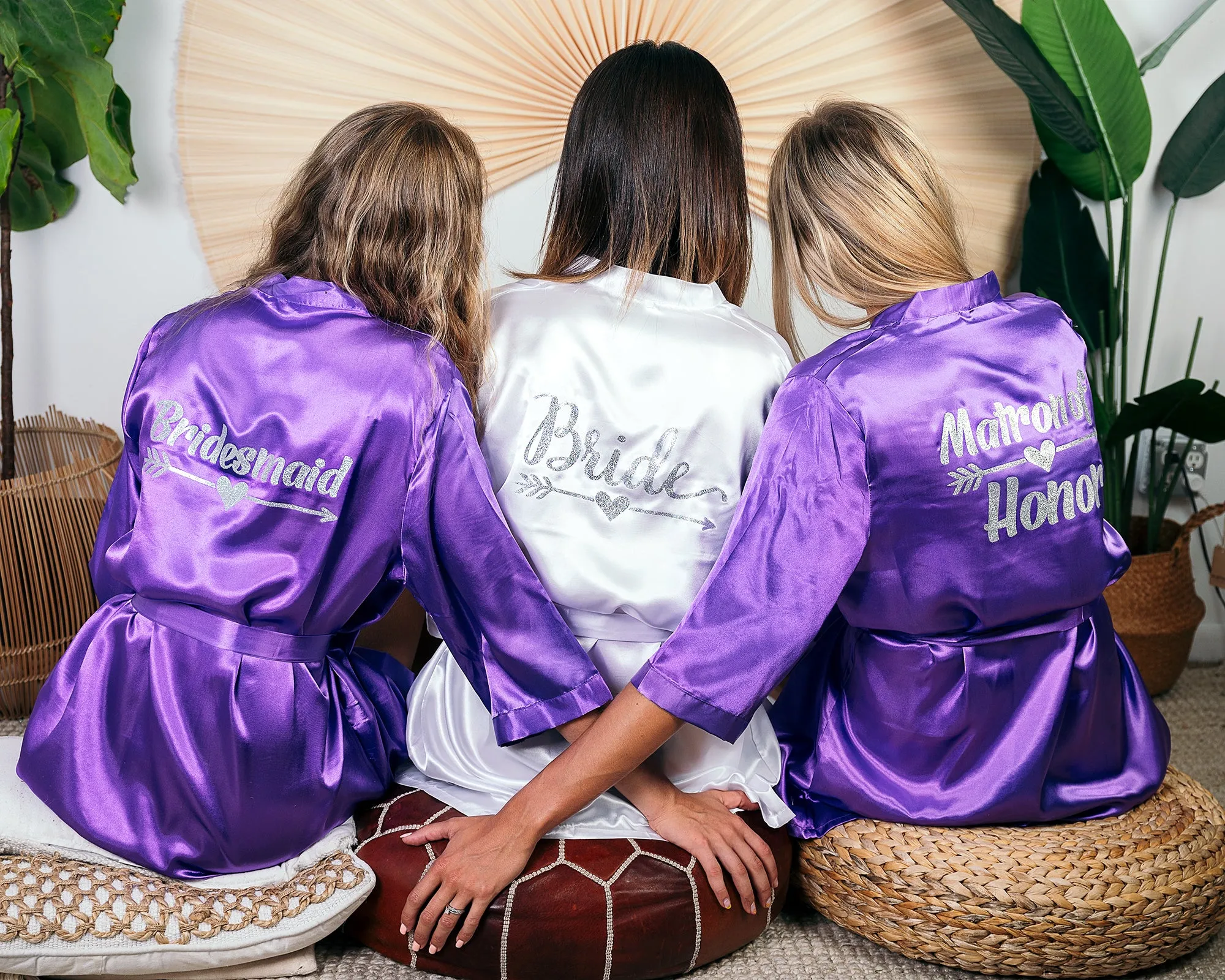 Set of 12 Custom Satin Bridesmaids Robes, wedding robes - Bridal Shower Robes - Glitter Arrow