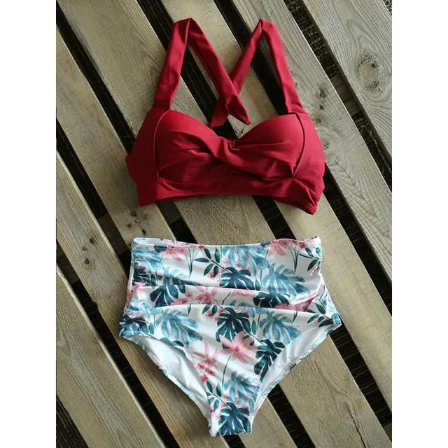 Sexy High Waist Halter Plus Size Bikini