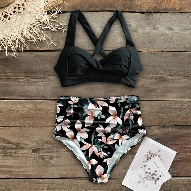 Sexy High Waist Halter Plus Size Bikini