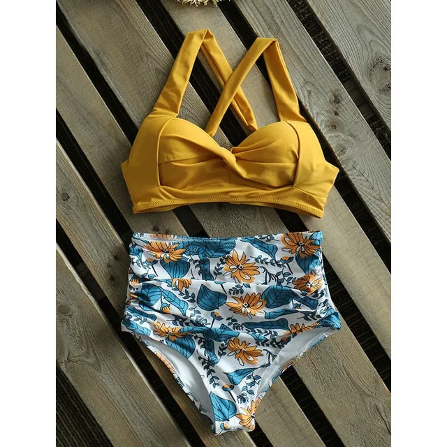Sexy High Waist Halter Plus Size Bikini