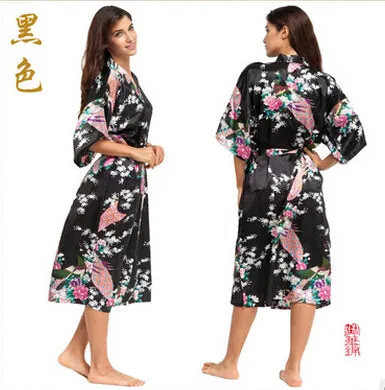 Sleepwear Silk Casual Bathrobe Long Nightgown