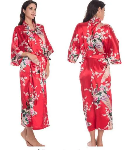 Sleepwear Silk Casual Bathrobe Long Nightgown