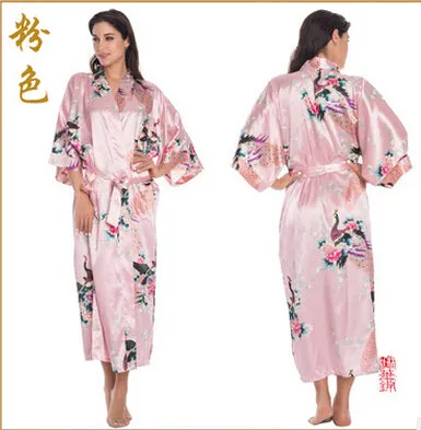 Sleepwear Silk Casual Bathrobe Long Nightgown