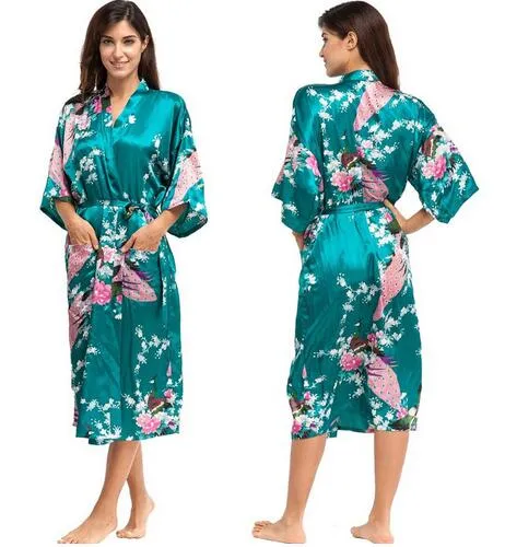 Sleepwear Silk Casual Bathrobe Long Nightgown