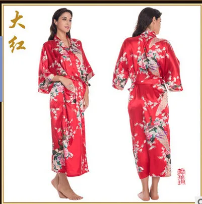 Sleepwear Silk Casual Bathrobe Long Nightgown