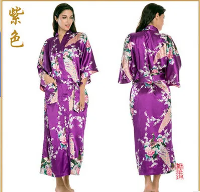 Sleepwear Silk Casual Bathrobe Long Nightgown