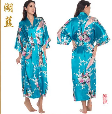 Sleepwear Silk Casual Bathrobe Long Nightgown