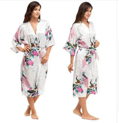 Sleepwear Silk Casual Bathrobe Long Nightgown