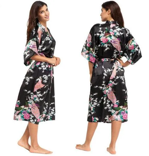Sleepwear Silk Casual Bathrobe Long Nightgown