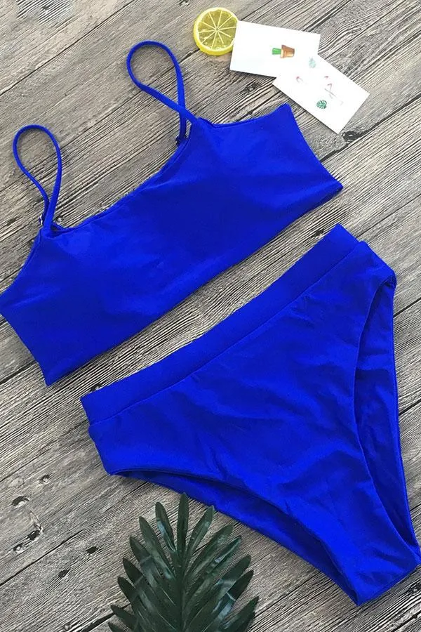 Solid Color Classic Beach High Leg Bikini