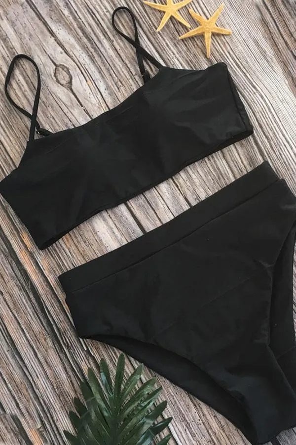 Solid Color Classic Beach High Leg Bikini