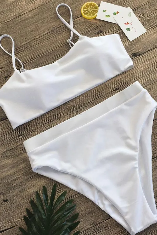 Solid Color Classic Beach High Leg Bikini