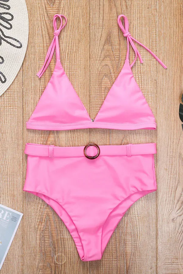 Solid Color On-trend High Waist Beach Bikini
