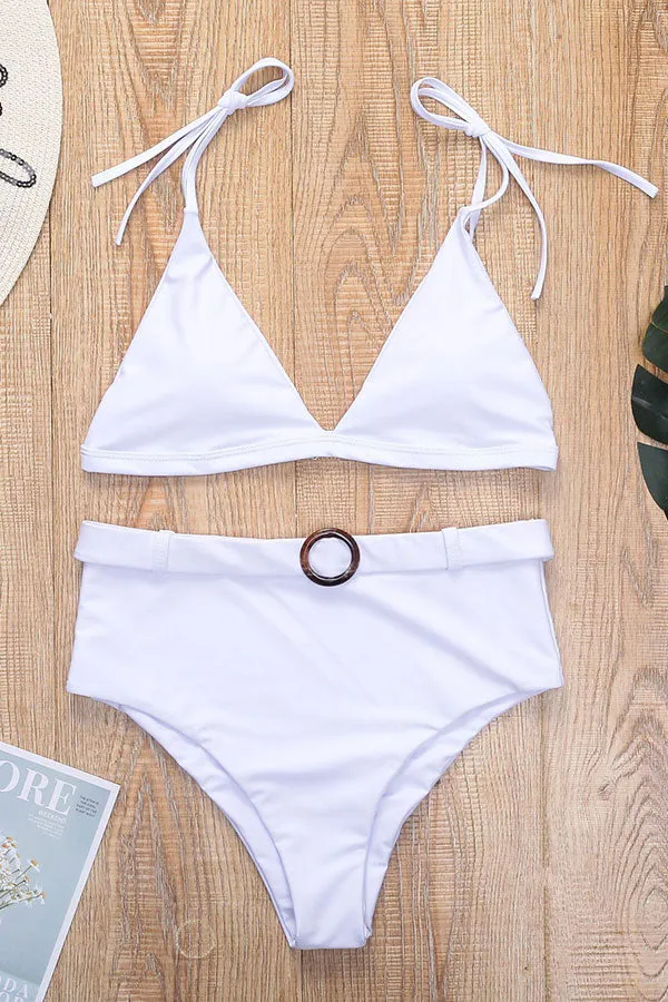 Solid Color On-trend High Waist Beach Bikini