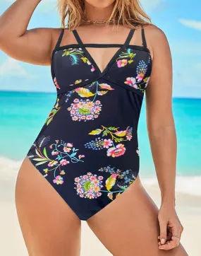 Summervivi-Flower Cut One Piece Swimsuit