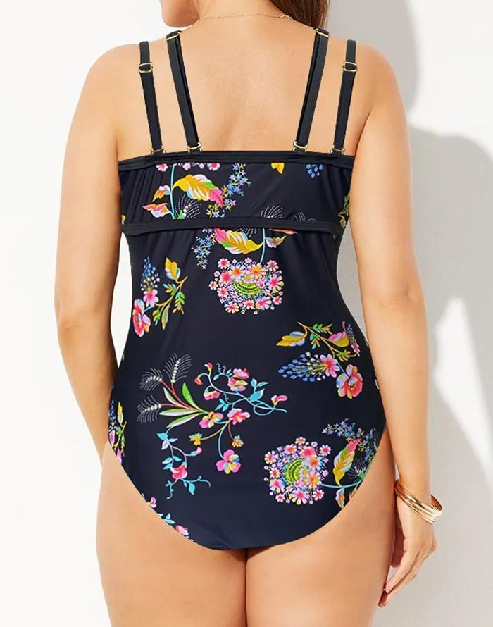 Summervivi-Flower Cut One Piece Swimsuit