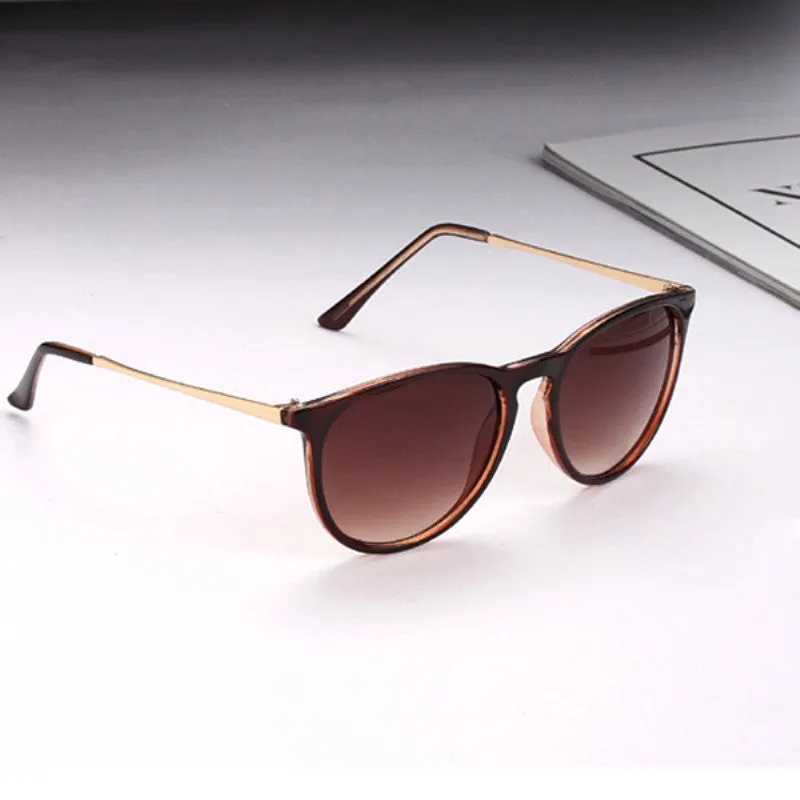 Sun Glasses for Women Men Retro Round Eyeglasses Metal Frame Leg Spectacles Sunglasses