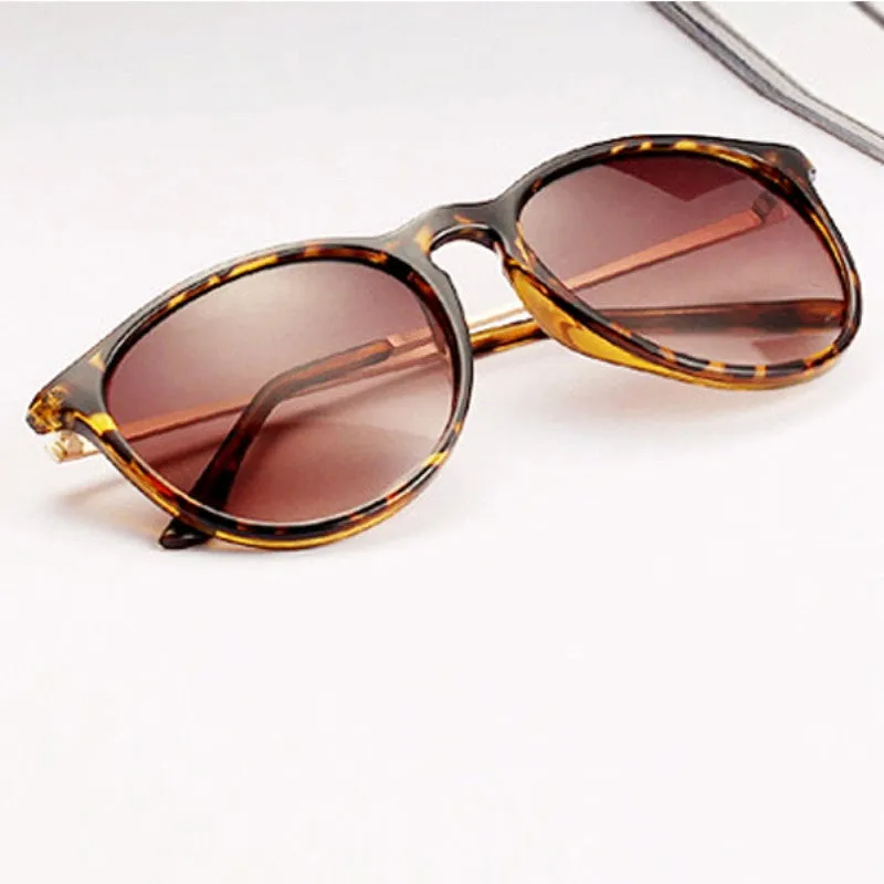 Sun Glasses for Women Men Retro Round Eyeglasses Metal Frame Leg Spectacles Sunglasses