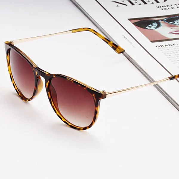 Sun Glasses for Women Men Retro Round Eyeglasses Metal Frame Leg Spectacles Sunglasses