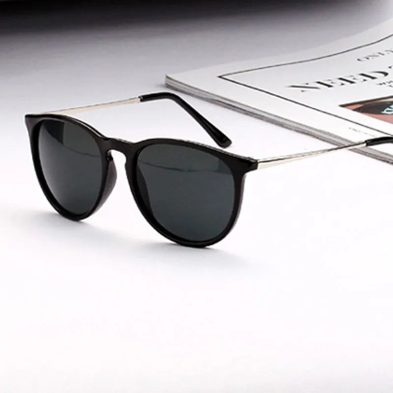 Sun Glasses for Women Men Retro Round Eyeglasses Metal Frame Leg Spectacles Sunglasses