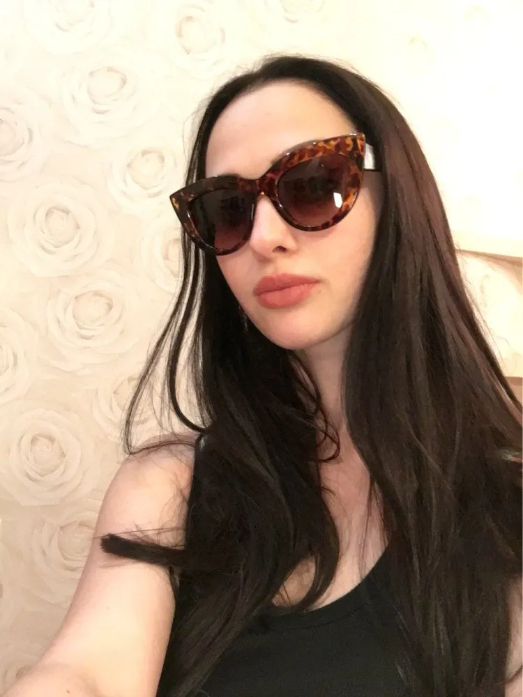 Sunglasses women with box Classic Cat Eye Style Brand Designer Fashion Shades black plastic Sun Glasses oculos de sol
