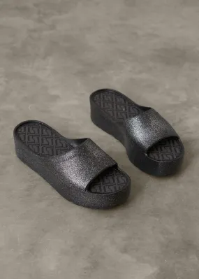 SUNSHINE GLITTER PLATFORM SLIDE - BLACK