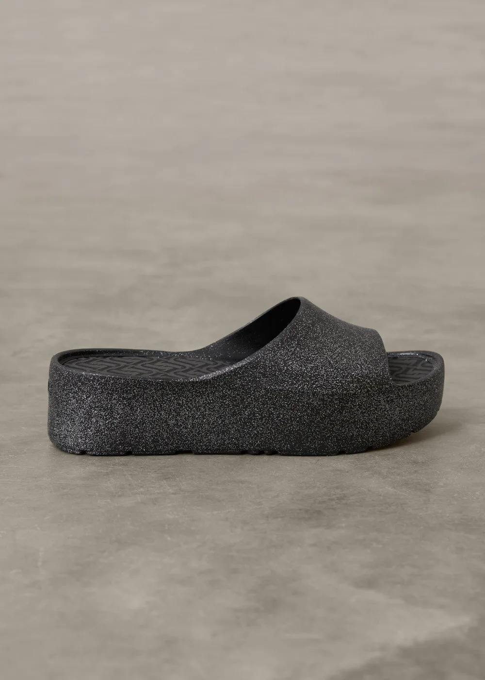 SUNSHINE GLITTER PLATFORM SLIDE - BLACK