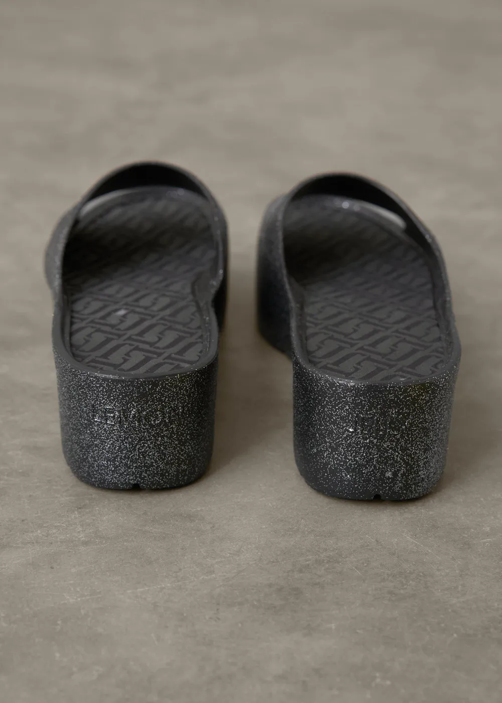 SUNSHINE GLITTER PLATFORM SLIDE - BLACK