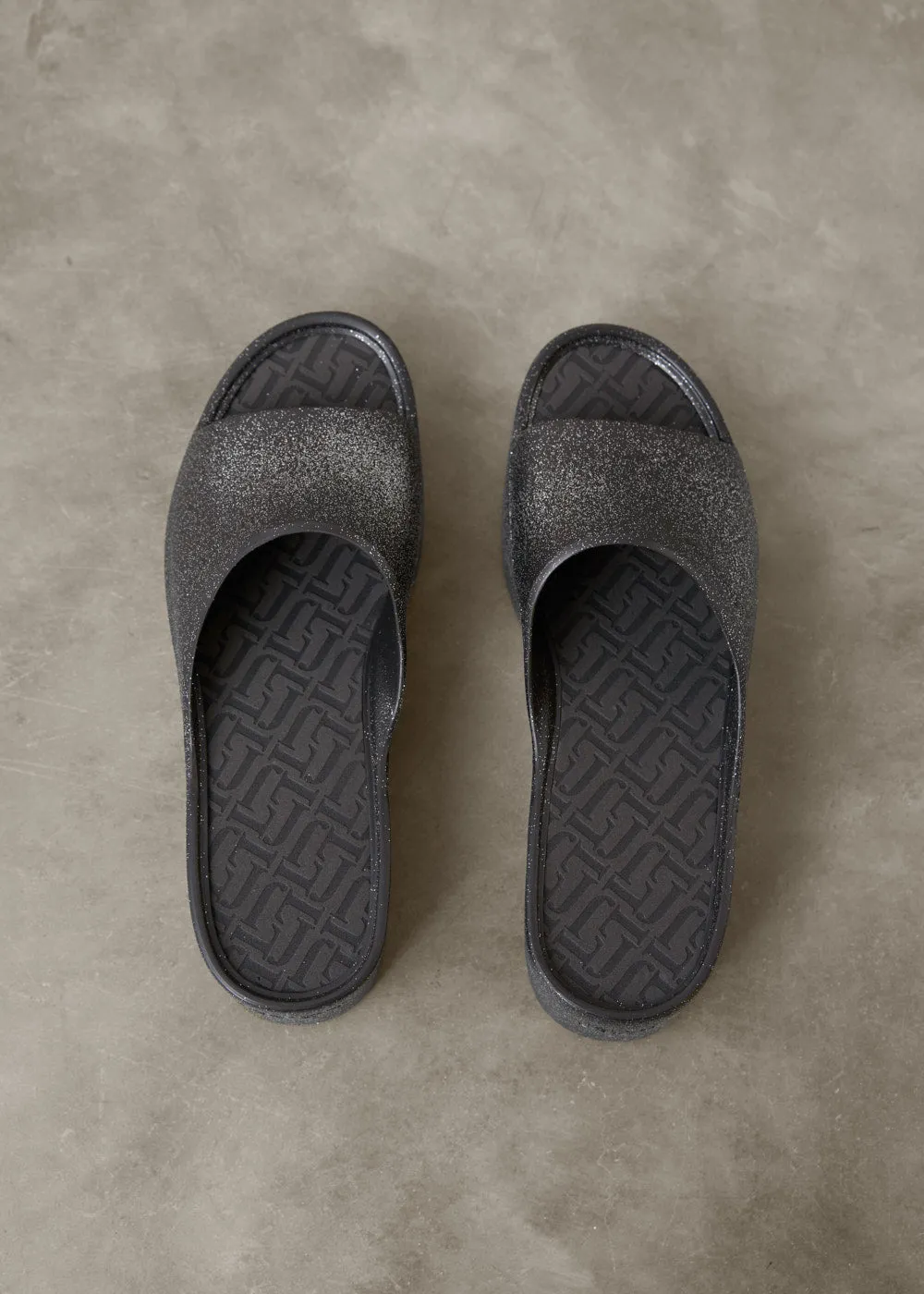 SUNSHINE GLITTER PLATFORM SLIDE - BLACK