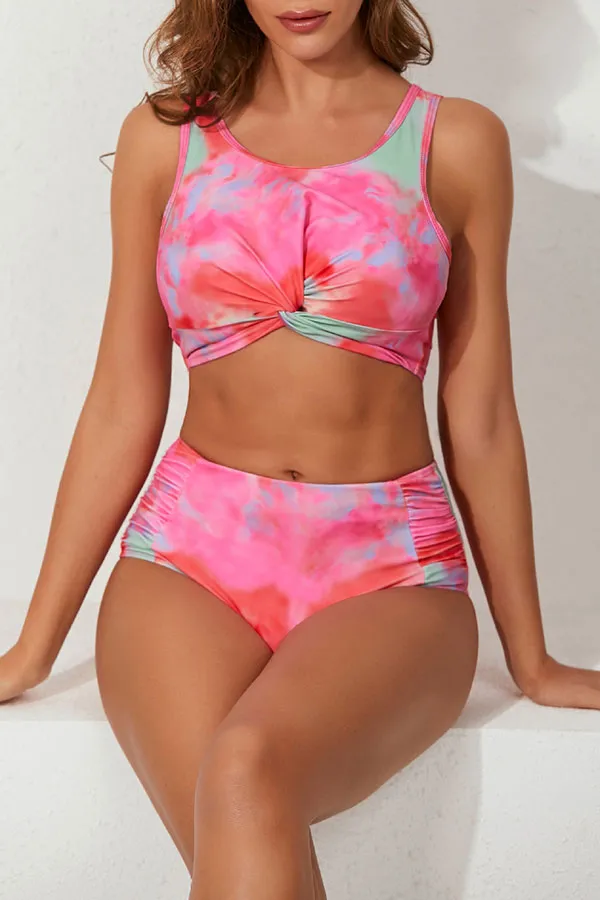 Tie Dye Glamorous Knotted High Waist Bikini