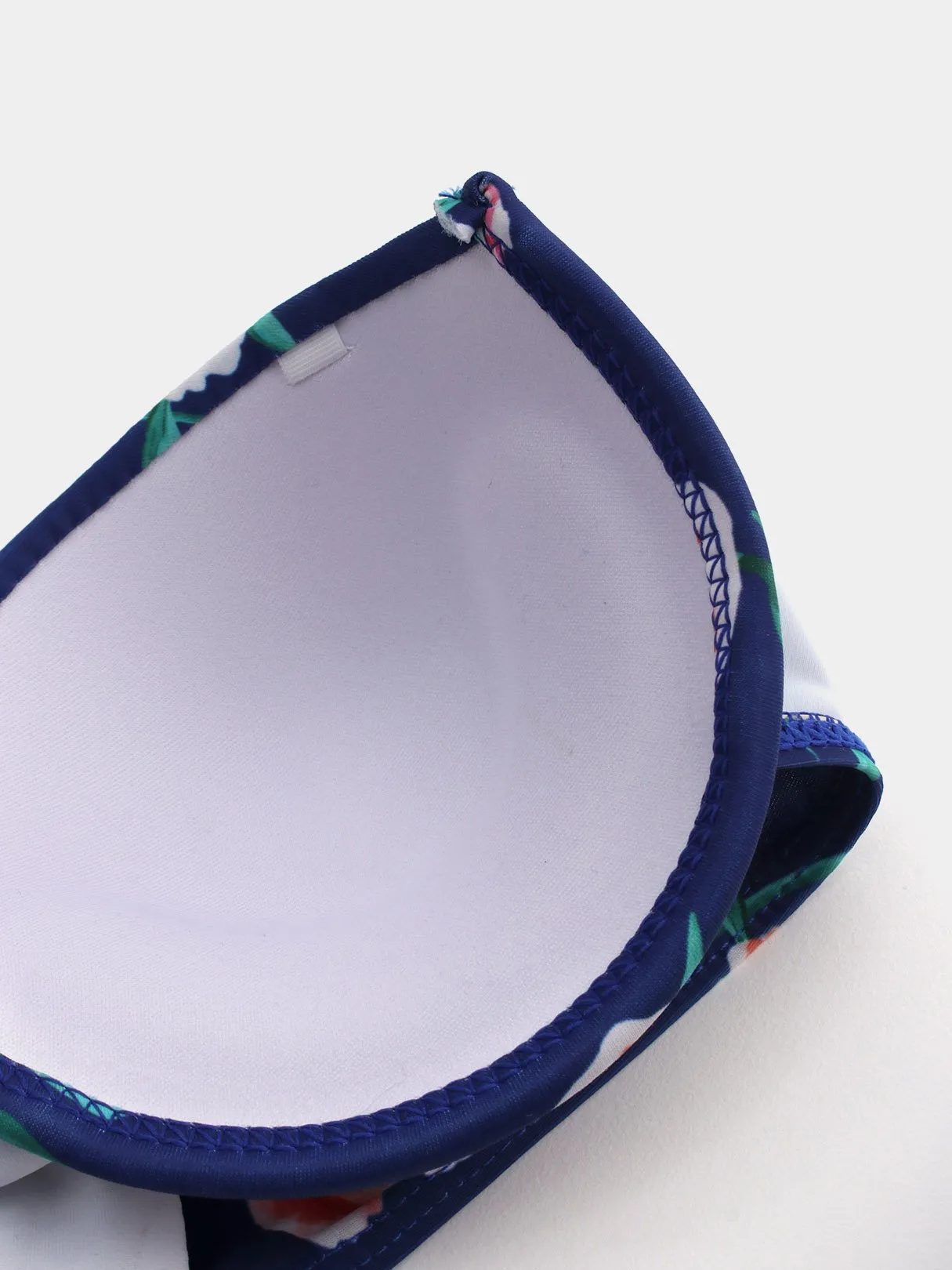 Wholesale Blue Floral Print Self-Tie Ruffle Trim Bikini Swimwear